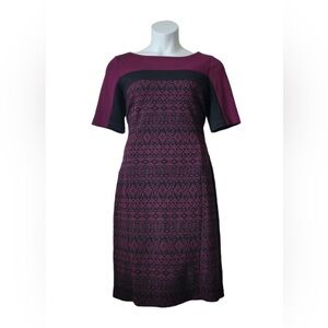 Liz Claiborne Skater dress - burgundy and black - zipper back